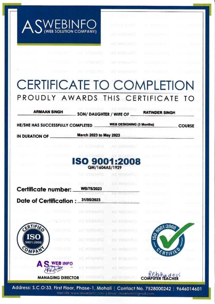 WEB-DESIGNING CERTIFICATE